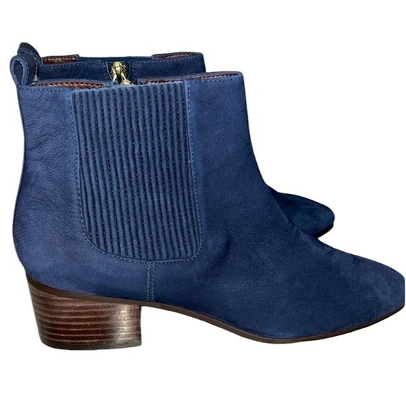 Talbots navy blue stacked heel zip closure suede ankle boot Sz 7m - Picture 5 of 9